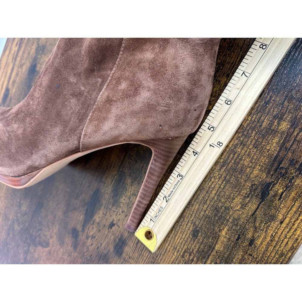 Nine West Brown Heeled Boots High Stiletto Heels Leather Suede Texture Size 11 M - Picture 13 of 15